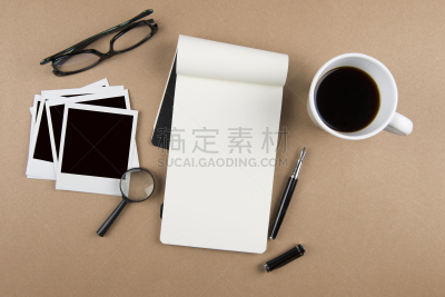 办公室,书桌,即时成像,宝丽莱,笔记本,水笔,活页夹,留白,水平画幅,高视角