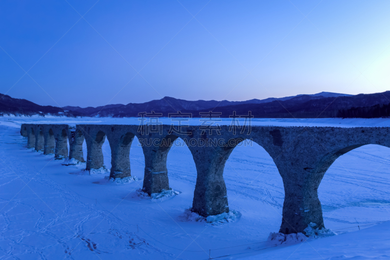 拱桥,桥,混凝土,水,糠平湖,水平画幅,能源,雪,无人,古老的