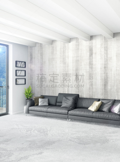 绘画插图,三维图形,卧室,木制,沙发,极简构图,银色,白色,室内设计师