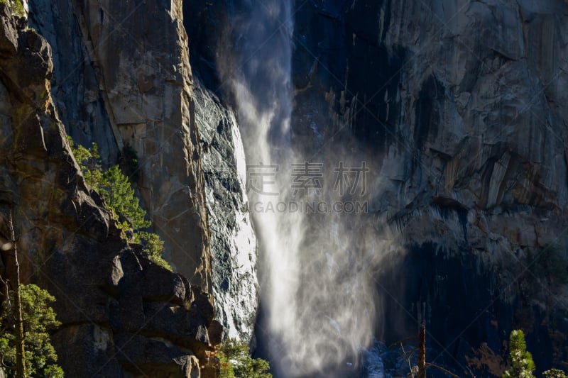 瀑布,特写,面纱,水,美,水平画幅,户外,自然公园,山,风景