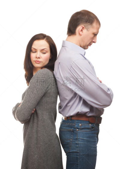 异性恋,关系紧张,寒冷,丈夫,不耐烦的,家庭,妻子,背面视角,女人,青年女人