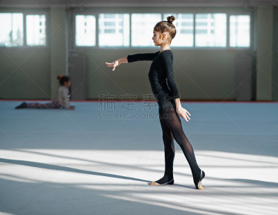 学校体育馆,女孩,艺术体操,演出服,芭蕾舞者,芭蕾舞,青少年,四肢,优美,学校