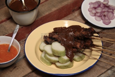 传统,沙嗲,鸡肉沙嗲,马都拉,爪哇,白鹈鹕,格子烤肉,日惹特区,珐琅,食品