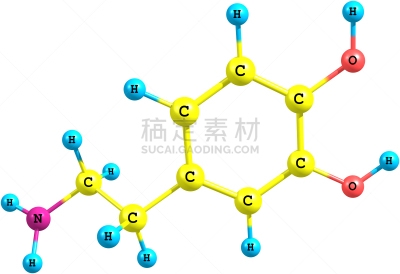 多巴胺,分离着色,分子,白色,健康保健,化学,白色背景,背景分离,纳米技术,图像