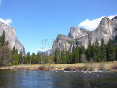 bridalveil meadow,摇滚乐,自然,水平画幅,秋天,无人,夏天,户外,加利福尼亚,山