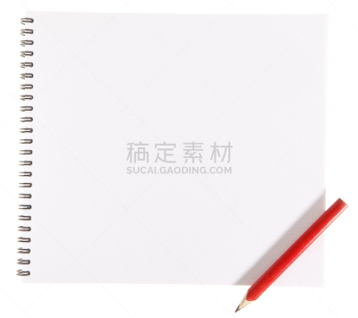笔记本,铅笔,空白的,红色,白色,水平画幅,消息,纸,白皮书报告,螺旋记事本