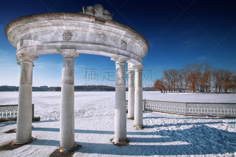 拱门,纪念碑,水平画幅,雪,户外,湖,图像,都市风景,冬天