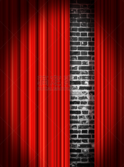 红色,窗帘,舞台,幕布,戏剧表演,垂直画幅,表演艺术活动,图像,无人,砖墙