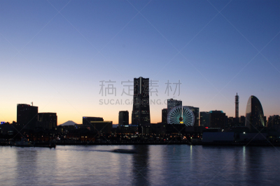 横滨,城市天际线,日本,城市,仓库,水平画幅,夜晚,无人,海港,户外