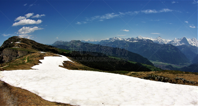 瑞士,本尼斯阿尔卑斯山,梯田,太阳,天空,水平画幅,雪,少女峰,无人,岩层