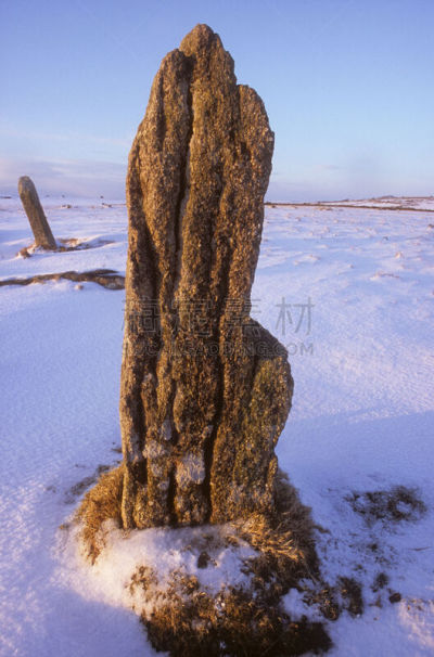 冬天,垂直画幅,石圈,康沃尔,雪,铁器时代,无人,户外,考古学,2015年