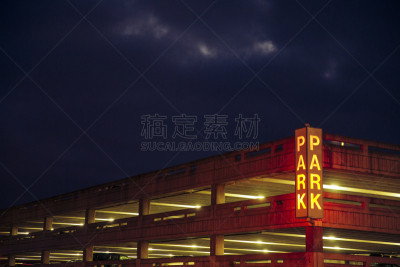 印地安娜,停车楼,布卢明顿,黄昏,街道,天空,水平画幅,云,夜晚,无人