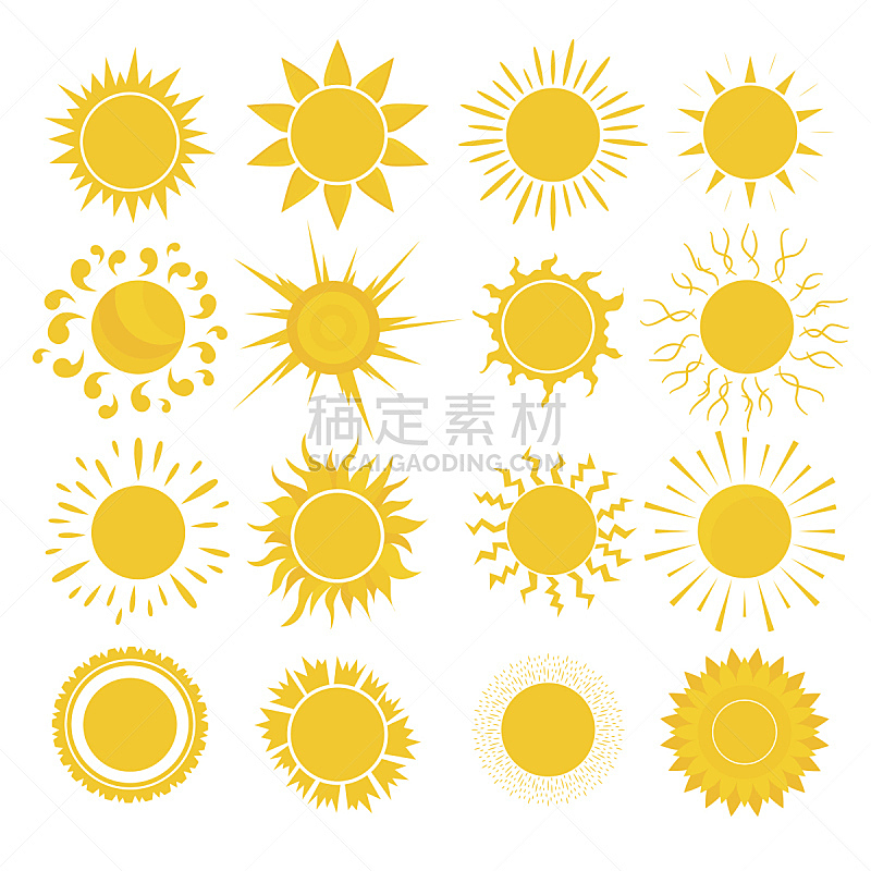 卡通,矢量,黄色,太阳,日光,阳光光束,厚衣服,光束,明亮,图标
