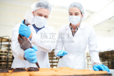 奶油,巧克力,糖果店,挤蛋糕袋,甜点心,糕点师,白色,巧克力工厂,饮食,女性