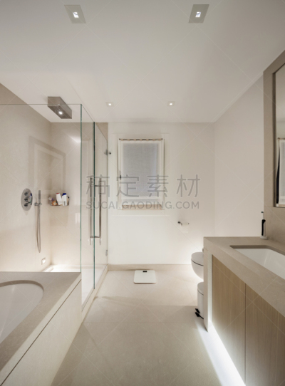 浴室,现代,白色,室内,垂直画幅,新的,墙,小木屋,无人,玻璃