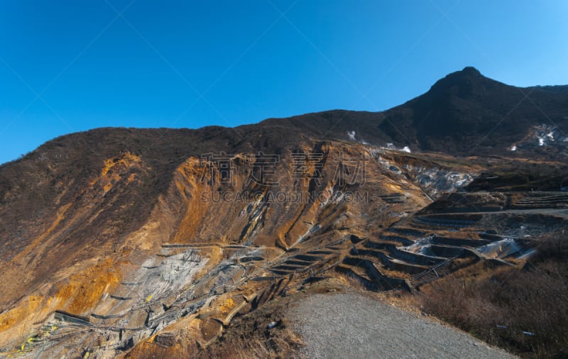 火山,山谷,水平画幅,山,火山地形,户外,烟,硫磺,箱根园,富士箱根伊豆国立公园