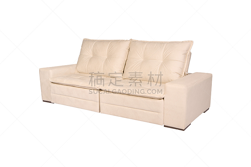 现代,沙发,米色,白色背景,羊皮,分离着色,座位,水平画幅,纺织品,无人