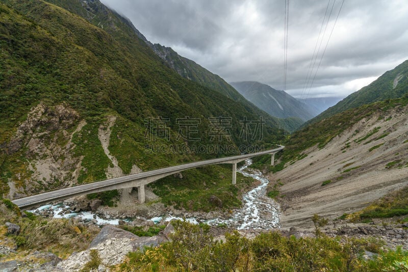 新西兰,路,arthurs pass,五只动物,云景,云,草,巨石,小路,南阿尔卑斯山脉