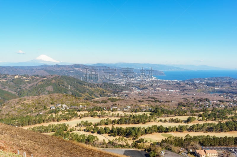 看风景,山,伊东,城市,山脊,雪山,雪,著名景点,春天,静冈县