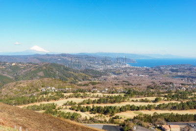 看风景,山,伊东,城市,山脊,雪山,雪,著名景点,春天,静冈县
