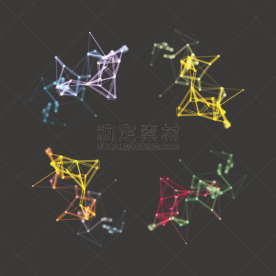 技术,三维图形,矢量,绘画插图,未来,高雅,原子,纳米颗粒,公式,低多边形效果