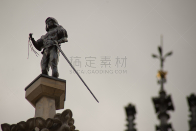 刽子手,雕像,青铜,弗罗克劳,水平画幅,灯塔楼,城市,在上面,雕塑,剑