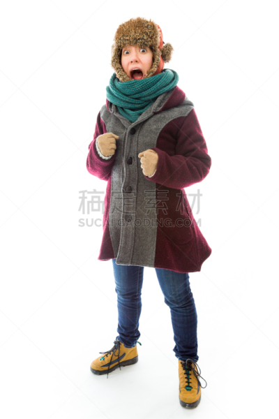 青年女人,厚衣服,消声器,不舒服,活力,寒冷,背景分离,羊毛帽,肖像,一个人