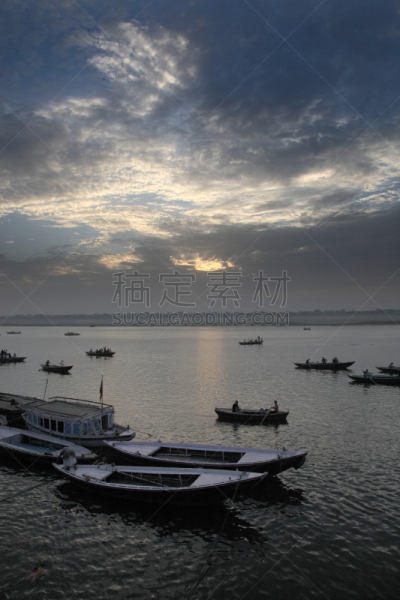 洗澡梯,早晨,瓦拉纳西,垂直画幅,无人,船,摄影