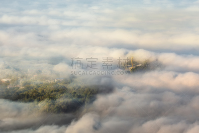 佛,云,泰国,城市,图像,山,航拍视角,看风景,在上面,合艾市