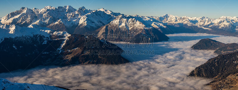 勃朗峰,全景,水平画幅,雪,无人,户外,云景,霞慕尼,瑞士阿尔卑斯山,白色