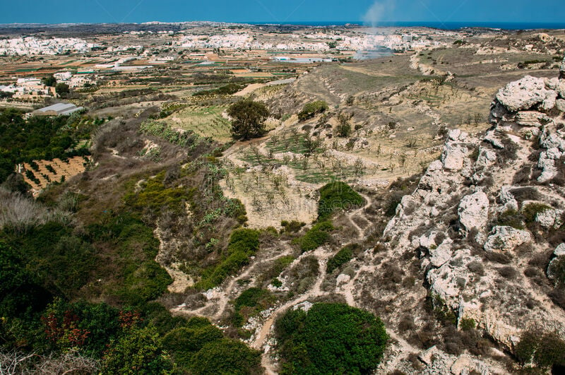 风景,田地,成一排,城市,维多利亚州,农业,石头,拉巴特,岩石,夏天