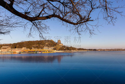 颐和园,冬天,风景,自然,昆明湖,万寿山,秃树,水,留白,公园
