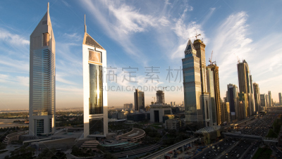 迪拜,城市,云,商务旅行,华贵,汽车,交通,反射