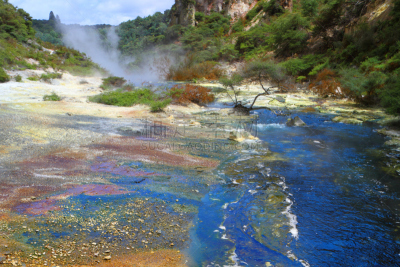 温泉,色彩鲜艳,waimangu thermal park,罗托鲁阿,硅石,硫磺,间歇泉,水,石灰石,烟