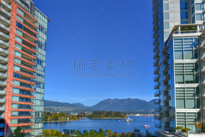 海港,温哥华,市区,加拿大,现代,飞机,人行道,夏天,户外,建筑