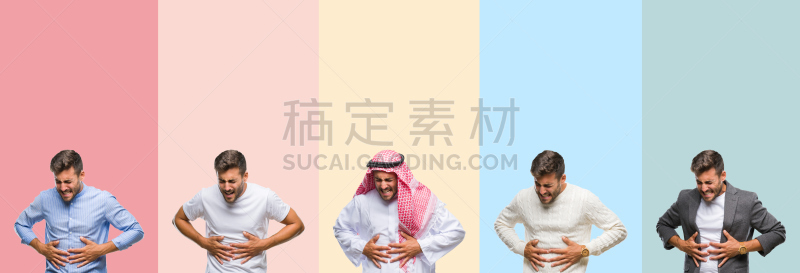 消化不良,胃,痛苦,条纹,男性美,多色的,手,背景聚焦,生病,痉挛