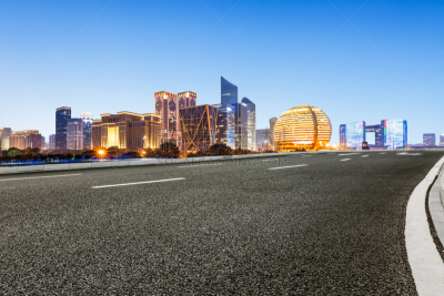 杭州,都市风景,现代,俄亥俄河,柏油路,浙江省,天空,水平画幅,夜晚,无人
