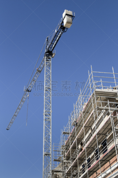 职业,蓝蓑羽鹤,逐渐增强的喧闹声,起重机抓斗,电缆,垂直画幅,天空,重的,无人,运输