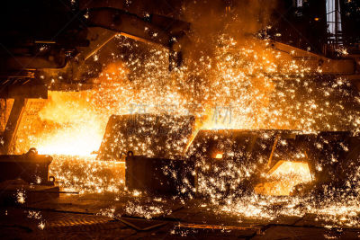 blast furnace with sparks