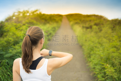 秒表,完美,健康,仅成年人,青年人,运动,技术,街道,女人