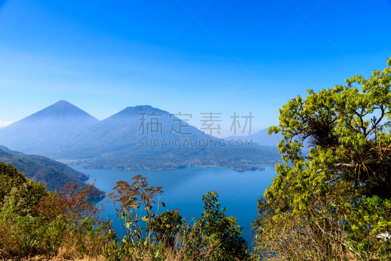 风景,危地马拉,火山,苏格兰高地,阿蒂特兰湖,水,巴纳哈契,水平画幅,无人,火山地形