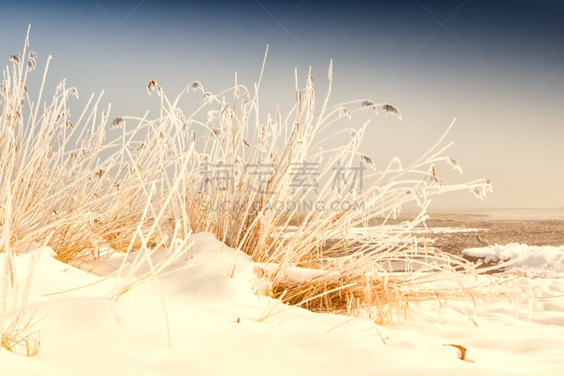 基姆湖,雪,冬天,白昼,雾淞,灵性,公园,褐色,长椅,水平画幅