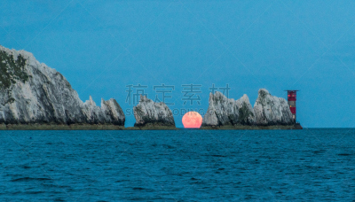 月光背景,针状峰,在之后,水,留白,水平画幅,无人,月亮,海峡,英格兰
