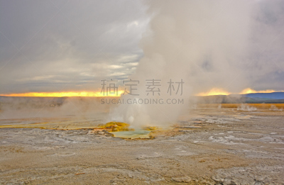 间歇泉,下喷泉盆地,thermal park,温泉池,黄石公园,美国西部,水平画幅,怀俄明,偏远的,户外