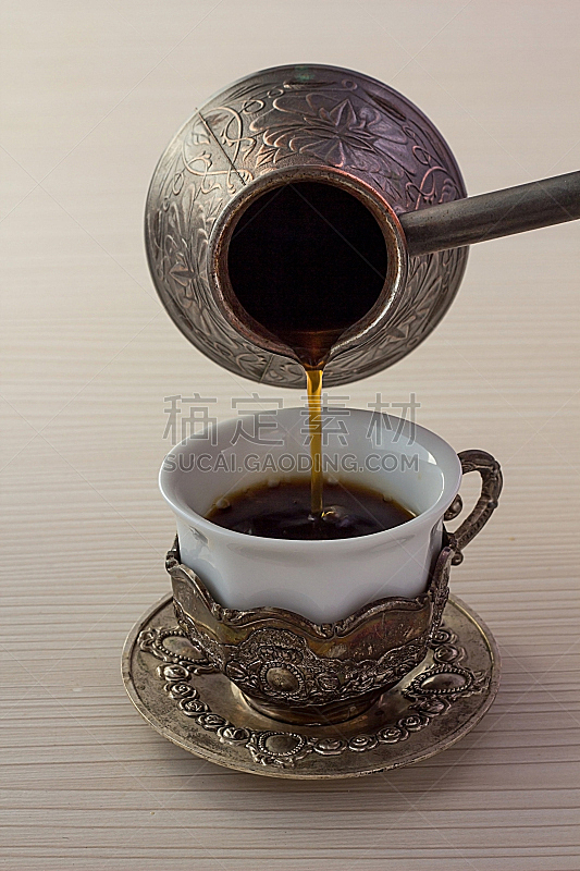 咖啡,咖啡杯,酿酒厂,锅,土耳其式咖啡壶,土耳其清咖啡,垂直画幅,饮食,褐色,无人