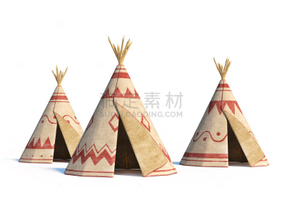 圆锥帐篷,乡村,帐篷,北美,分离着色,贞德,白色背景,艺术,水平画幅,纺织品