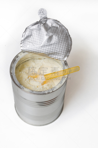 研磨食品,婴儿,罐子,汤匙,奶粉,充满的,分离着色,垂直画幅,奶制品,饮料