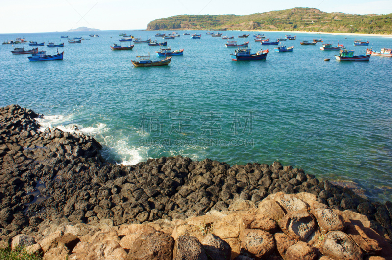 越南,岩石,海洋,家畜,小圆舟,景观设计,船,背景,石头,2015年