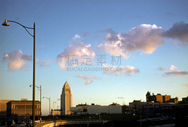 洛杉矶,市区,1952,天空,美国西部,水平画幅,无人,蓝色,城市生活,建筑外部