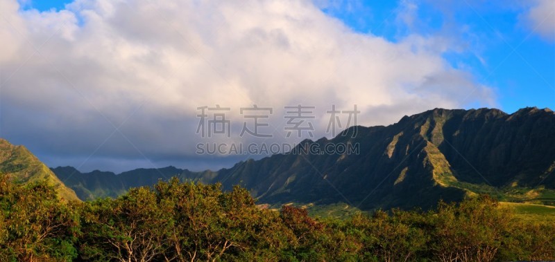 瓦安娜海岸,瓦胡岛,山谷,山脉,山,里面,夏威夷,太平洋岛屿,云景,云